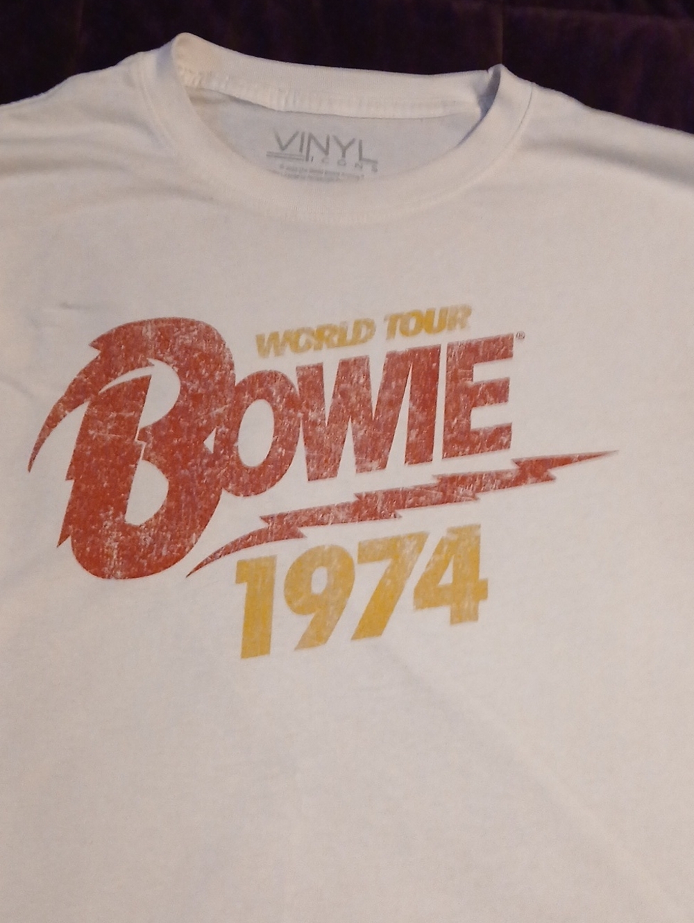Bowie World Tour 1/2 Shirt Tee with Red & Yellow Graphic